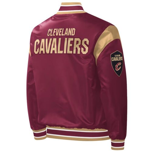 Cleveland Cavaliers Force Play Varsity Wine Satin Jacket - Image 4