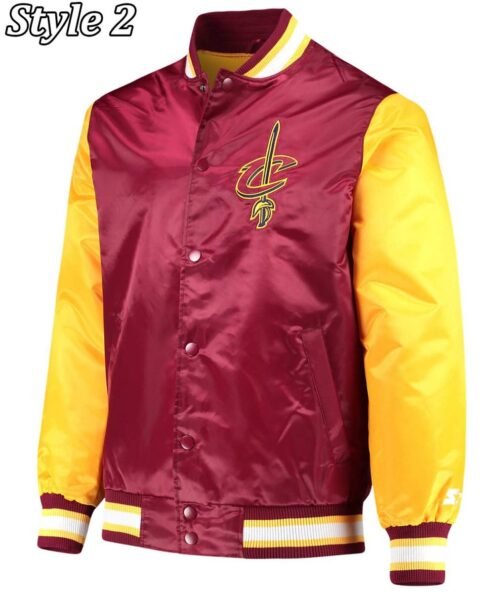 Cleveland Cavaliers Leader Full-Snap Burgundy and Yellow Jacket - Image 2
