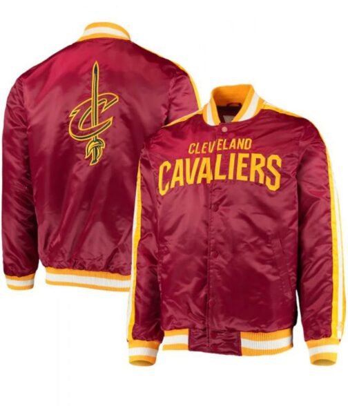 Starter Cleveland Cavaliers Maroon Satin Jacket - Image 3