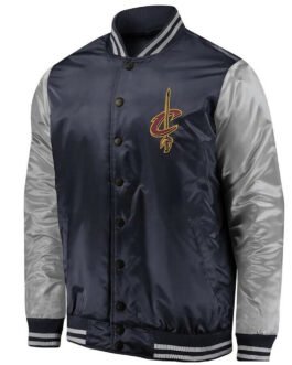 Cleveland Cavaliers Navy and Silver Varsity Satin Jacket