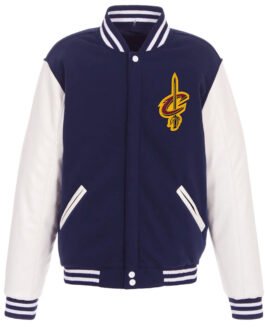 Cleveland Cavaliers Varsity Navy Blue and White Jacket