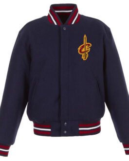 Embroidered Cleveland Cavaliers Wool Navy Varsity Jacket