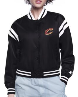 Cleveland Cavaliers Printed Logo Varsity Satin Jacket