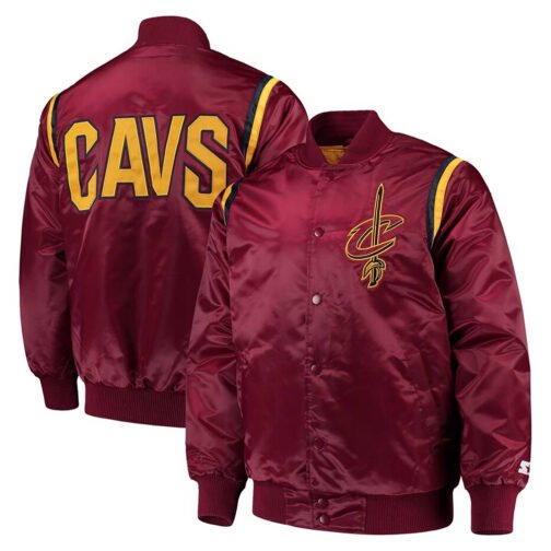 Cleveland Cavaliers Wine Teddy Satin Jacket - Image 3