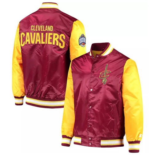 Wine/Gold Cleveland Cavaliers Varsity Satin Jacket - Image 3