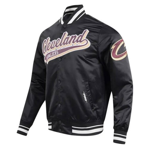 Cleveland Cavaliers Script Tail Black Satin Jacket - Image 3