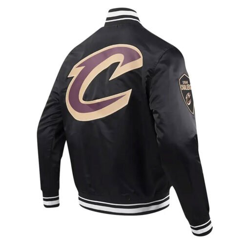 Cleveland Cavaliers Script Tail Black Satin Jacket - Image 2