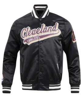 Cleveland Cavaliers Script Tail Black Satin Jacket