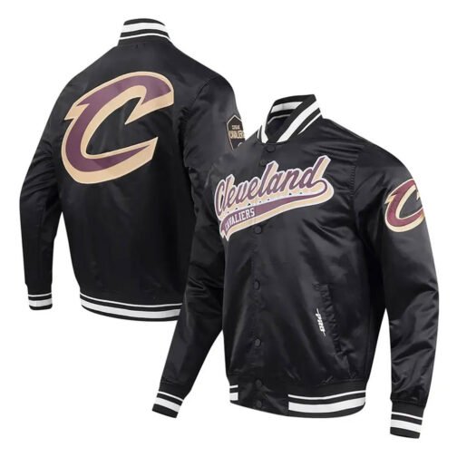 Cleveland Cavaliers Script Tail Black Satin Jacket - Image 4