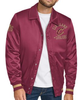 Cleveland Cavaliers Stitch Applique Wine Satin Jacket