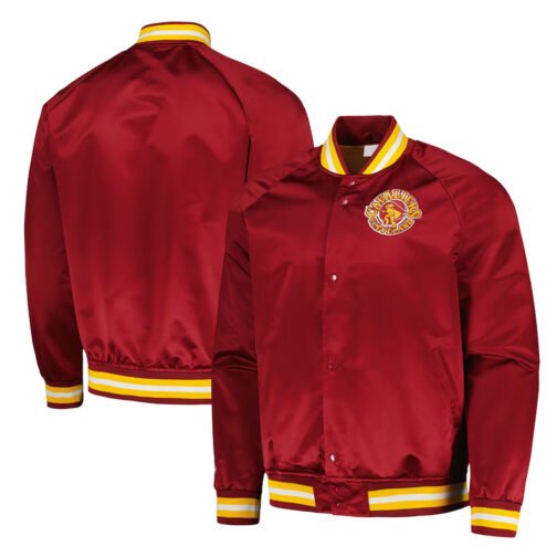 Cleveland Cavaliers Throwback Wordmark Wine Satin Jacket - Image 3