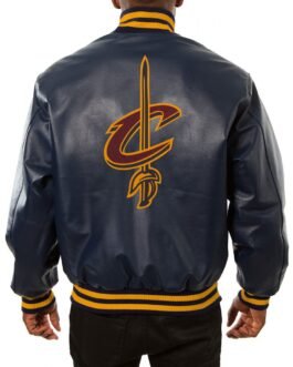 Cleveland Cavaliers Navy Blue Leather Varsity Jacket