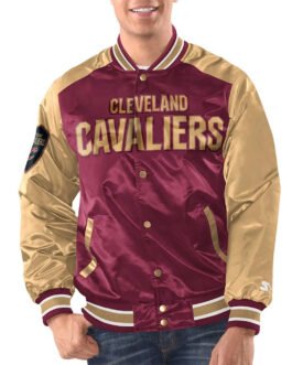 Wine/Gold Cleveland Cavaliers Renegade Varsity Satin Jacket