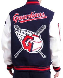 Cleveland Guardians Mash Up Logo Varsity Navy Jacket