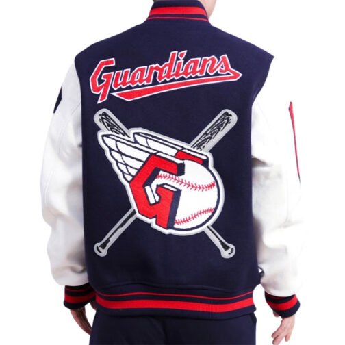 Cleveland Guardians Mash Up Logo Varsity Navy Jacket - Image 2