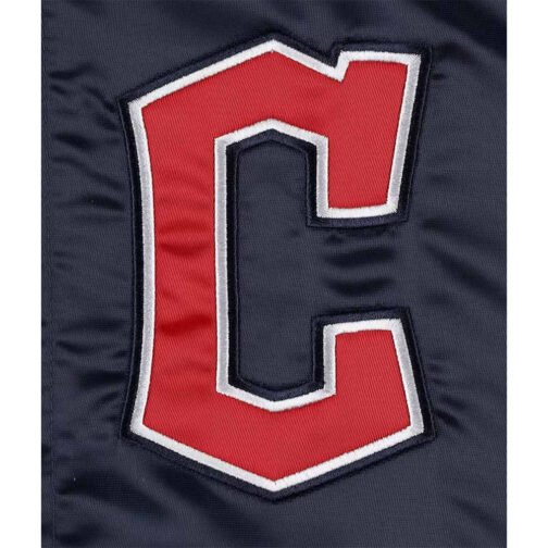 Cleveland Guardians Midfield Navy Varsity Satin Jacket - Image 4