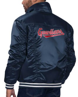 Cleveland Guardians Navy Silver Tab Trucker Jacket