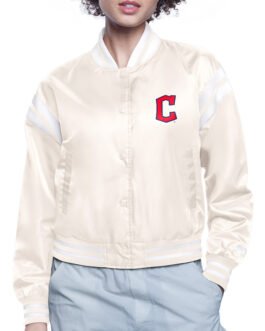 Cleveland Guardians Printed Logo Varsity Satin Jacket