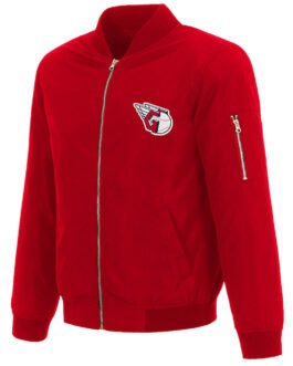 Red Cleveland Guardians Bomber Nylon Jacket