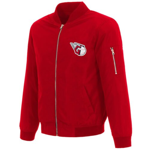 Red Cleveland Guardians Bomber Nylon Jacket
