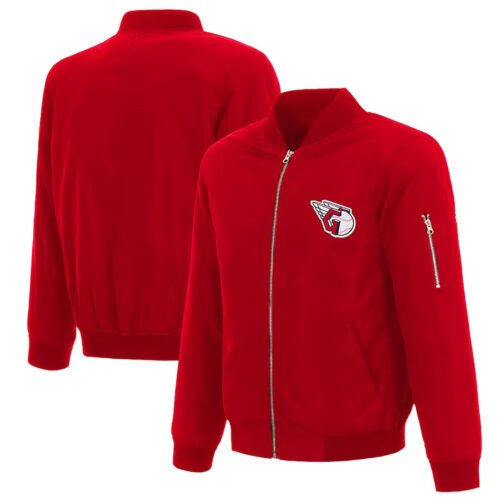 Red Cleveland Guardians Bomber Nylon Jacket - Image 3