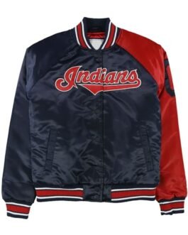 Cleveland Indians Navy and Red Varsity Satin Jacket