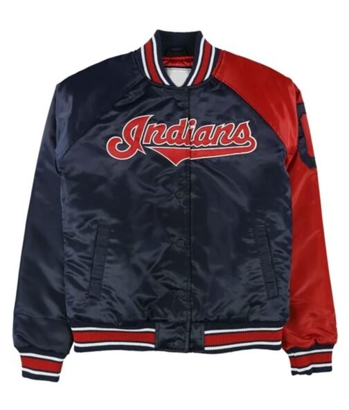 Cleveland Indians Navy and Red Varsity Satin Jacket