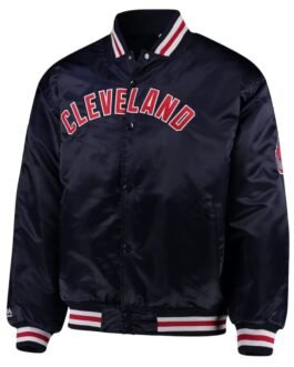 Cleveland Indians Navy Full-Button Satin Jacket