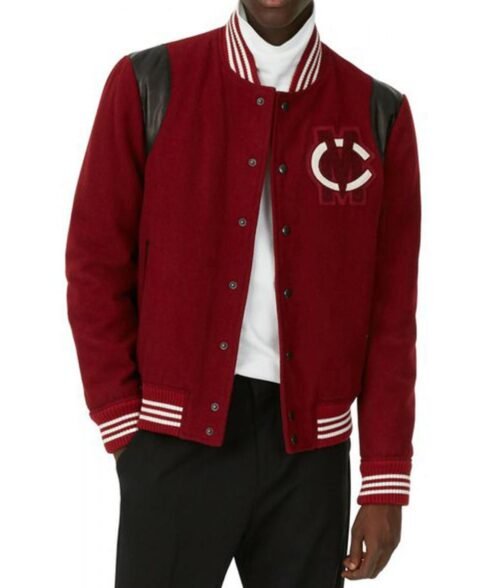 Club Monaco The Perfect Varsity Burgundy Wool Jacket - Image 2