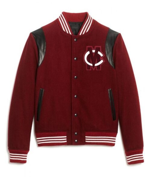 Club Monaco The Perfect Varsity Burgundy Wool Jacket