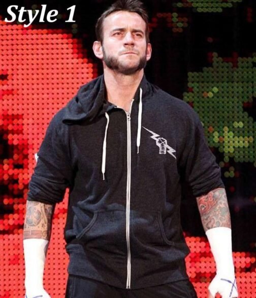 CM Punk Black Zip Up Hoodie - Image 5