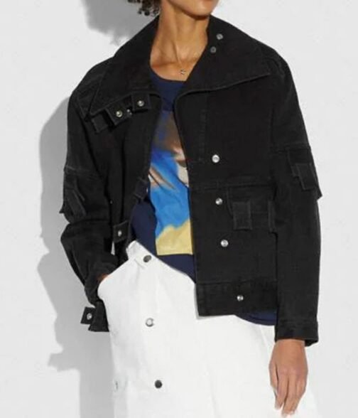 Women’s Black Denim Multi Tab Jacket - Image 2