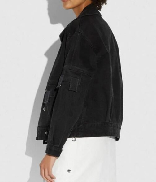 Women’s Black Denim Multi Tab Jacket - Image 3