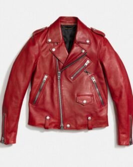 Motorcycle Cardinal Red Leather Jacket