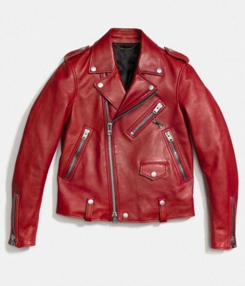 Motorcycle Cardinal Red Leather Jacket