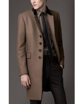 Men’s Dark Sable Velvet Collar Brown Coat