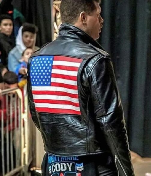 Cody Rhodes American Flag Biker Jacket - Image 4