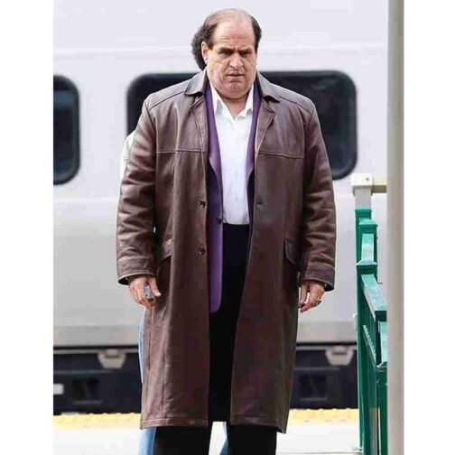 The Penguin Oz Cobb Brown Leather Coat - Image 3
