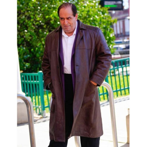 The Penguin Oz Cobb Brown Leather Coat - Image 4