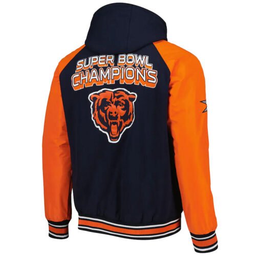 Chicago Bears Defender College Navy Hoodie Varsity Jacket - Image 2