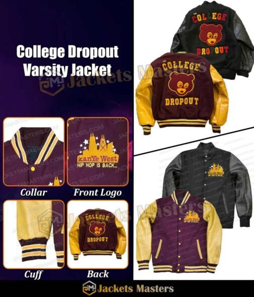 The College Dropout Kanye West Varsity Jacket - Image 9