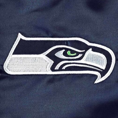 College Navy Seattle Seahawks Line Up Varsity Satin Jacket - Image 4