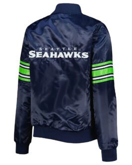 College Navy Seattle Seahawks Line Up Varsity Satin Jacket