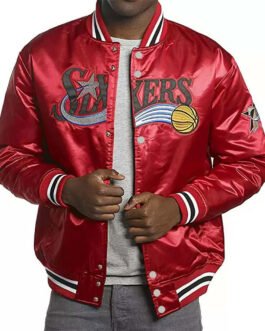 Philadelphia 76ers College Red Satin Jacket