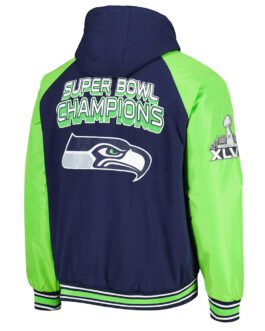 Seattle Seahawks College Defender Navy Hooded Varsity Jacket