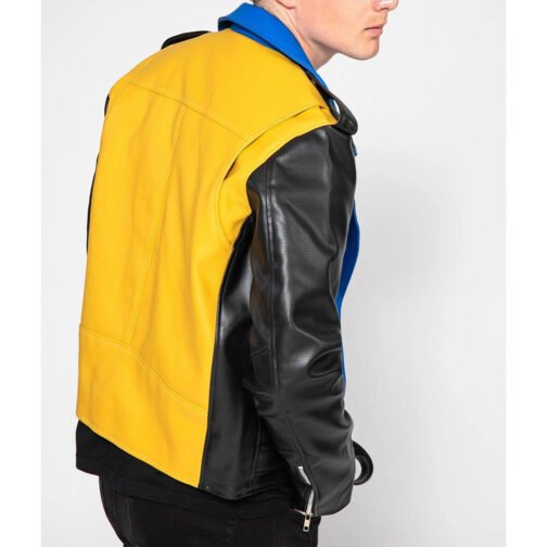 Men’s Color Block Biker Leather Jacket - Image 2