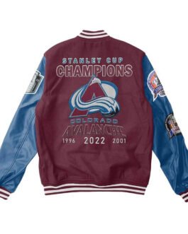 Colorado Avalanche Champions Varsity Maroon and Blue Jacket