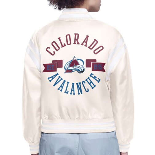 Colorado Avalanche Printed Logo Varsity Satin Jacket - Image 4
