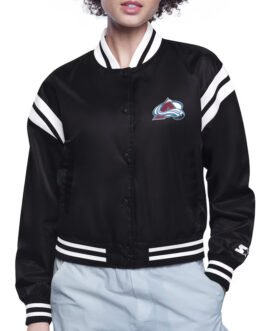 Colorado Avalanche Printed Logo Varsity Satin Jacket