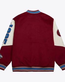 Colorado Avalanche Team History Burgundy Vintage Logo Varsity Jacket